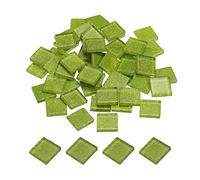 sourcing map Mosaic Tiles, Glass Tiles, Shine Crystal Mosaic Glass Pieces Bulk Square Glitter Crystal Mosaic Tiles 2 x 2cm for Home Decoration, DIY Crafts, Pack of 50(200g, Grass Green)