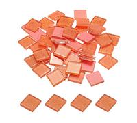 sourcing map Mosaic Tiles, Glass Tiles, Shine Crystal Mosaic Glass Pieces Bulk Square Glitter Crystal Mosaic Tiles 2 x 2cm for Home Decoration, DIY Crafts, Pack of 50(200g, Fluorescent Orange)