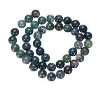 sourcing map Moss Agate Beads 8mm Natural Gemstone Beads, Smooth Round Loose Beads for Bracelet Jewelry Making DIY (1 Strand - 47pcs)