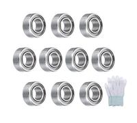 sourcing map MR63ZZ Deep-Groove Ball Bearings for Hard Drive, P6 Accuracy Class 3mm x 6mm x 2.5mm Seal Bearings with Fiber Gloves, Double Metal Sealed Bearing Steel Skateboard Bearings 10Pcs