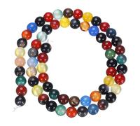 sourcing map Multicolored Agate Beads 6mm Natural Gemstone Beads, Smooth Round Loose Beads for Bracelet Jewelry Making DIY (1 Strand - 63pcs)