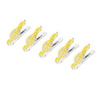 sourcing map Music Note Clips Plastic Musical Note Clips Bookmark Stationery for Music Paper Book Accessories Treble Clef Clip Yellow Pack of 5