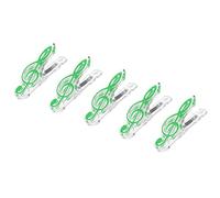 sourcing map Music Note Clips Plastic Musical Note Clips Bookmark Stationery for Music Paper Book Accessories Treble Clef Clip Green Pack of 5