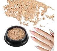 sourcing map Nail Art Beads (0.6/0.8/1.0/1.5/2mm) Mini Metal 3D Caviar Nails Beads Ball Bubble Bead with Bottle for Nail Art DIY Craft Decoration, Rose Gold Tone