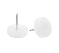 sourcing map Nail on Furniture Glides, 50pcs 17.5mm Plastic Furniture Feet Sliders Chair Leg Floor Protectors for Wooden Furniture, White