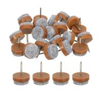sourcing map Nail-on Furniture Sliders, 24Pcs Nail-on Felt Pads Round Chair Table Feet Pads Chair Leg Floor Protectors for Hardwood Floors (Brown, 20mm/0.79")