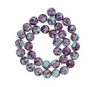 sourcing map Natural Galaxy Sea Sediment Beads 10mm Polished Round Smooth Gemstone Loose Beads for Bracelet Jewelry Making (15" Length, Mixed Purple Blue, About 38pcs)