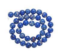 sourcing map Natural Galaxy Sea Sediment Beads 10mm Polished Round Smooth Gemstone Loose Beads for Bracelet Jewelry Making (15" Length, Mixed Deep Blue, About 37pcs)