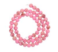 sourcing map Natural Galaxy Sea Sediment Beads 6mm Polished Round Smooth Gemstone Loose Beads for Bracelet Jewelry Making (15" Length, Mixed Pink, About 60pcs)