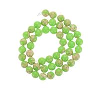 sourcing map Natural Galaxy Sea Sediment Beads 8mm Polished Round Smooth Gemstone Loose Beads for Bracelet Jewelry Making (15" Length, Mixed Light Green, About 48pcs)