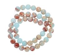 sourcing map Natural Galaxy Sea Sediment Beads 8mm Polished Round Smooth Gemstone Loose Beads for Bracelet Jewelry Making (15" Length, Mixed Light Blue, About 48pcs)