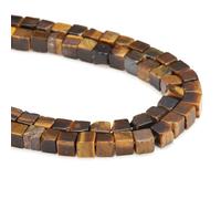 sourcing map Natural Square Stone Bead 4x4mm 85pcs Cube Loose Semi Gemstone Bead for Bracelet Jewelry Making Design DIY, Yellow Tiger Eye