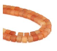 sourcing map Natural Square Stone Bead 4x4mm 85pcs Cube Loose Semi Gemstone Bead for Bracelet Jewelry Making Design DIY, Red Aventurine