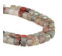 sourcing map Natural Square Stone Bead 4x4mm 85pcs Cube Loose Semi Gemstone Bead for Bracelet Jewelry Making Design DIY, Bloodstone