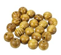 sourcing map Natural Wood Beads, 100Pcs 30mm Diameter Light Brown Round Loose Spacer Beads for DIY Jewelry Bracelet, 6mm Hole