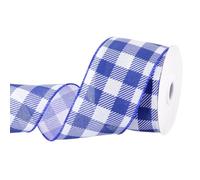 Sourcing Map Navy Blue Checkered Ribbon, 2.5 Inch x 10 Yards Wired Edge Gingham Ribbon for Gift Wrapping, DIY, Christmas Decoration and Bows Craft