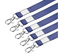 sourcing map Neck Lanyards, Flat Strap Lanyard Swivel Hook Clip for Name Tag Badge Holder ID Card, Navy Blue Pack of 5