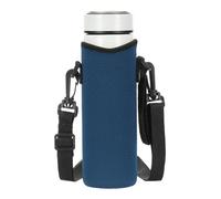 sourcing map Neoprene Water Bottle Sleeve with Strap, 12 oz Insulated Water Glass Bottle Carrier Bag Diamond Grid Collapsible Drink Bottle Sleeve Cover Holder with Handle, Navy Blue