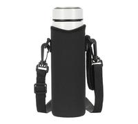 sourcing map Neoprene Water Bottle Sleeve with Strap, 18.5 oz Insulated Water Glass Bottle Carrier Bag Diamond Grid Collapsible Drink Bottle Sleeve Cover Holder with Handle, Black