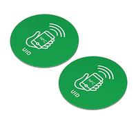 sourcing map NFC Tags Stickers UID RFID IC Label 13.56MHz Rewritable Back Adhesive Contactless for Entry Access Control System, Green 2 Pack