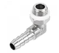 sourcing map Nickel-Plated Copper Hose Barb Fitting Elbow 6mm Barbed M10x1 Male Thread Right Angle Pipe Connector with Washer