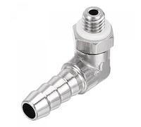 sourcing map Nickel-Plated Copper Hose Barb Fitting Elbow 6mm Barbed M6x1 Male Thread Right Angle Pipe Connector with Washer