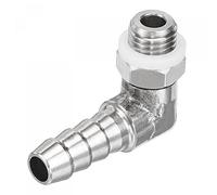 sourcing map Nickel-Plated Copper Hose Barb Fitting Elbow 6mm Barbed M8x1 Male Thread Right Angle Pipe Connector with Washer