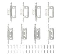 sourcing map Non-Mortise Door Hinges, 2" x 1" Non Mortise Bifold Butt Door Hinges Heavy Duty Steel Flush Cabinet Hinges with M4 Screws for Bathroom Windows Cupboard Silver Pack of 8
