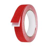 sourcing map Non Skid Tape 1 in x 16.5 ft Waterproof Frosted Non Slip Grid Tape Self-Adhesive Backing for Stairs Treads, Hardwood Floor, Indoor and Outdoor Steps, Red