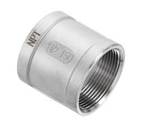 sourcing map NPT 1-1/2"x2 304 Stainless Steel Pipe Fittings, Coupling Pipe Connector Adapter Pipe Connection Accessories for Plumbing Industrial and Residential, Silver