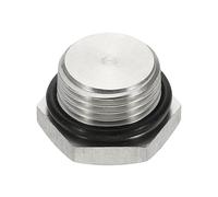 sourcing map NPT Pipe Plug Fitting, 304 Stainless Steel NPT3/8 Male Outer Hex Thread for Plumbing Fixed with Sealing Rubber Ring