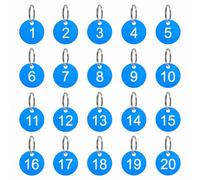 sourcing map Number Key Tags 1-20, 20 Pcs 35mm Round Number Tags Plastic Numbered Keychains for Dormitory Keys House Lockers, Yellow