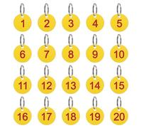 sourcing map Number Key Tags 1-20, 20 Pcs 35mm Round Number Tags Plastic Numbered Keychains for Dormitory Keys House Lockers, Yellow & Red