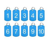 sourcing map Numbered Tag, Aluminum Key Tags Metal ID Tags, 1-10 Numbers with Ring Blue Rectangle for Decoration, Pack of 10