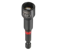 sourcing map Nut Driver Drill Bit 10mm Metric Socket 1/4" Hex Shank 3" (65mm) Long Magnetic 6-Point Sockets Quick Change Phosphated CR-V Steel Bolt Setters for Power Drill Drivers, Black