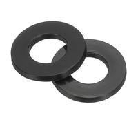 sourcing map Nylon Flat Washers, M10 x 10mm ID x 20mm OD Round Flat Plain Washer Plastic Gasket Fastener for Household Faucet Pipe Water Hose, Black, Pack of 100