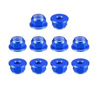 sourcing map Nylon Insert Hex Lock Nuts, 10pcs - M2.5 x 0.45mm Aluminum Alloy Self-Locking Nut, Anodizing Flange Lock Nut for Fasteners(Sapphire Blue)