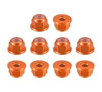 sourcing map Nylon Insert Hex Lock Nuts, 10pcs - M2.5 x 0.45mm Aluminum Alloy Self-Locking Nut, Anodizing Flange Lock Nut for Fasteners(Orange)