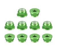 sourcing map Nylon Insert Hex Lock Nuts, 10pcs - M2.5 x 0.45mm Aluminum Alloy Self-Locking Nut, Anodizing Flange Lock Nut for Fasteners(Green)