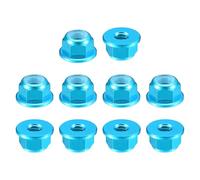 sourcing map Nylon Insert Hex Lock Nuts, 10pcs - M2.5 x 0.45mm Aluminum Alloy Self-Locking Nut, Anodizing Flange Lock Nut for Fasteners(Sky Blue)