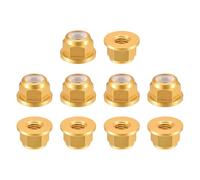 sourcing map Nylon Insert Hex Lock Nuts, 10pcs - M2.5 x 0.45mm Aluminum Alloy Self-Locking Nut, Anodizing Flange Lock Nut for Fasteners(Gold)