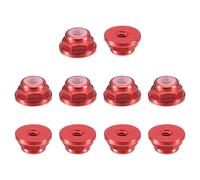 sourcing map Nylon Insert Hex Lock Nuts, 10pcs - M2 x 0.4mm Aluminum Alloy Self-Locking Nut, Anodizing Flange Lock Nut for Fasteners(Claret)