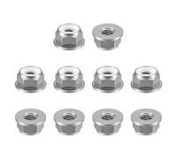 sourcing map Nylon Insert Hex Lock Nuts, 10pcs - M5 x 0.8mm Aluminum Alloy Self-Locking Nut, Anodizing Flange Lock Nut for Fasteners(Titanium Gray)