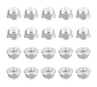 sourcing map Nylon Insert Hex Lock Nuts, 20pcs - M2.5 x 0.45mm Aluminum Alloy Self-Locking Nut, Anodizing Flange Lock Nut for Fasteners(Silver)