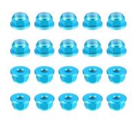 sourcing map Nylon Insert Hex Lock Nuts, 20pcs - M2.5 x 0.45mm Aluminum Alloy Self-Locking Nut, Anodizing Flange Lock Nut for Fasteners(Sky Blue)