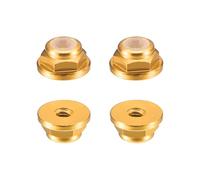 sourcing map Nylon Insert Hex Lock Nuts, 4pcs - M2 x 0.4mm Aluminum Alloy Self-Locking Nut, Anodizing Flange Lock Nut for Fasteners(Gold)