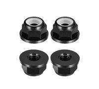 sourcing map Nylon Insert Hex Lock Nuts, 4pcs - M4 x 0.7mm Aluminum Alloy Self-Locking Nut, Anodizing Flange Lock Nut for Fasteners (Black)