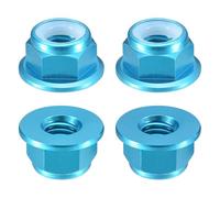 sourcing map Nylon Insert Hex Lock Nuts, 4pcs - M4 x 0.7mm Aluminum Alloy Self-Locking Nut, Anodizing Flange Lock Nut for Fasteners(Sky Blue)