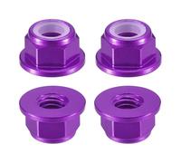 sourcing map Nylon Insert Hex Lock Nuts, 4pcs - M5 x 0.8mm Aluminum Alloy Self-Locking Nut, Anodizing Flange Lock Nut for Fasteners(Purple)