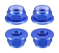 sourcing map Nylon Insert Hex Lock Nuts, 4pcs - M5 x 0.8mm Aluminum Alloy Self-Locking Nut, Anodizing Flange Lock Nut for Fasteners(Sapphire Blue)